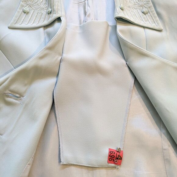 Moshita Couture 2PC Baby Blue Beaded Jacket and Skirt Embellished Jacket Insert - Picture 7 of 15